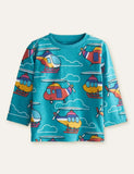 Unisex Helicopter Printed Long-Sleeved T-shirt