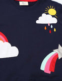 Unisex Rainbow Appliqu¨¦ Raindrop Embroidered Sweatshirt - CCMOM